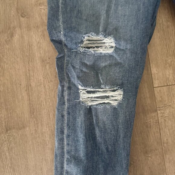 Express Super High Rise Skinny Jeans | Size 16R | Distressed Hem & Knees - Picture 3 of 9
